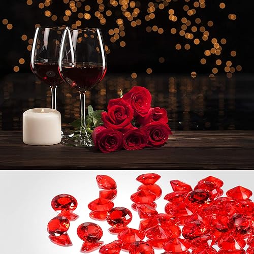 Miniatura 2 de DEODARI Gemas acrílicas rojas de plástico para decoración de fiesta del tesoro pirata, decoración de mesa, jarrón, relleno de pecera, etc. Paquete