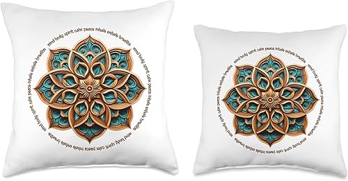 Miniatura 3 de Mandala #313-Mind-Body-Spirit Yoga Art Throw Pillow, 16x16, Multicolor