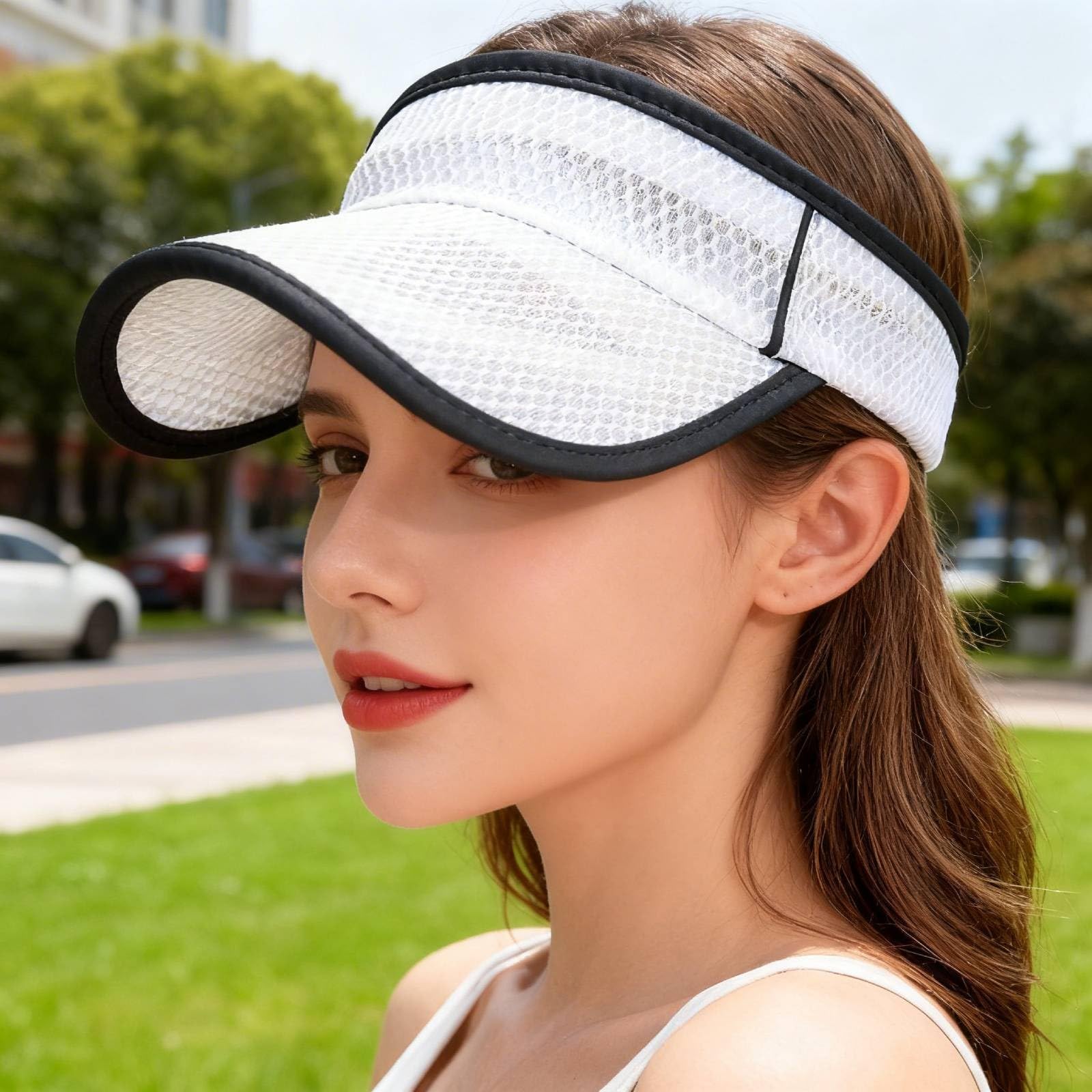 Generico Costume per Visiera Parasole Strutturata, Leggero, Ideale per Sport, Corsa e Tennis, da Donna. Cappelli di Marca