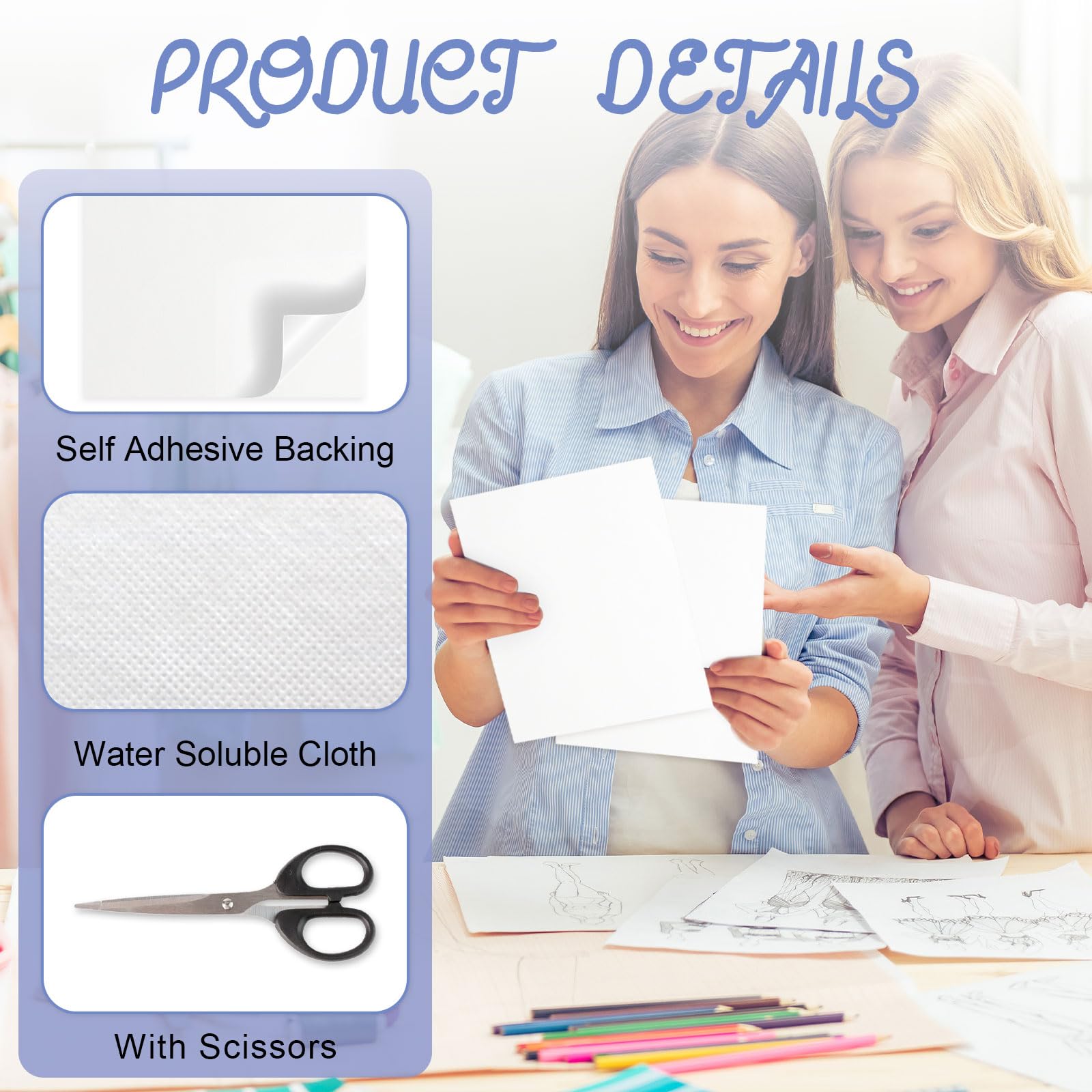 6 Sheets Water Soluble Embroidery Stabilizer, A4 Dissolvable Embroidery Paper 29.8 x 21cm - Image 3