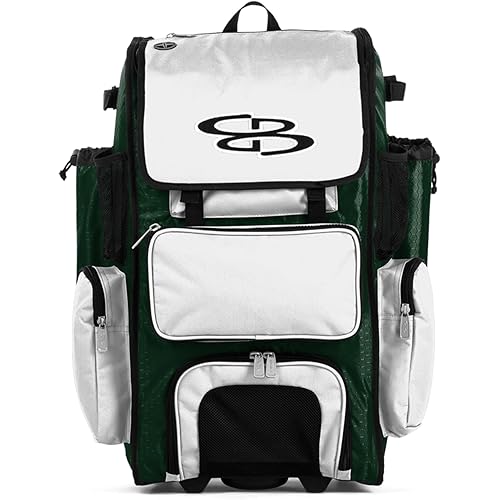 Boombah Rolling Superpack Baseball/Softball Gear Bag - 23-1/2" x 13-1/2" x 9-1/2" - Multiple Colors - Telescopic Handle and Holds 4 Bats - Wheeled Version