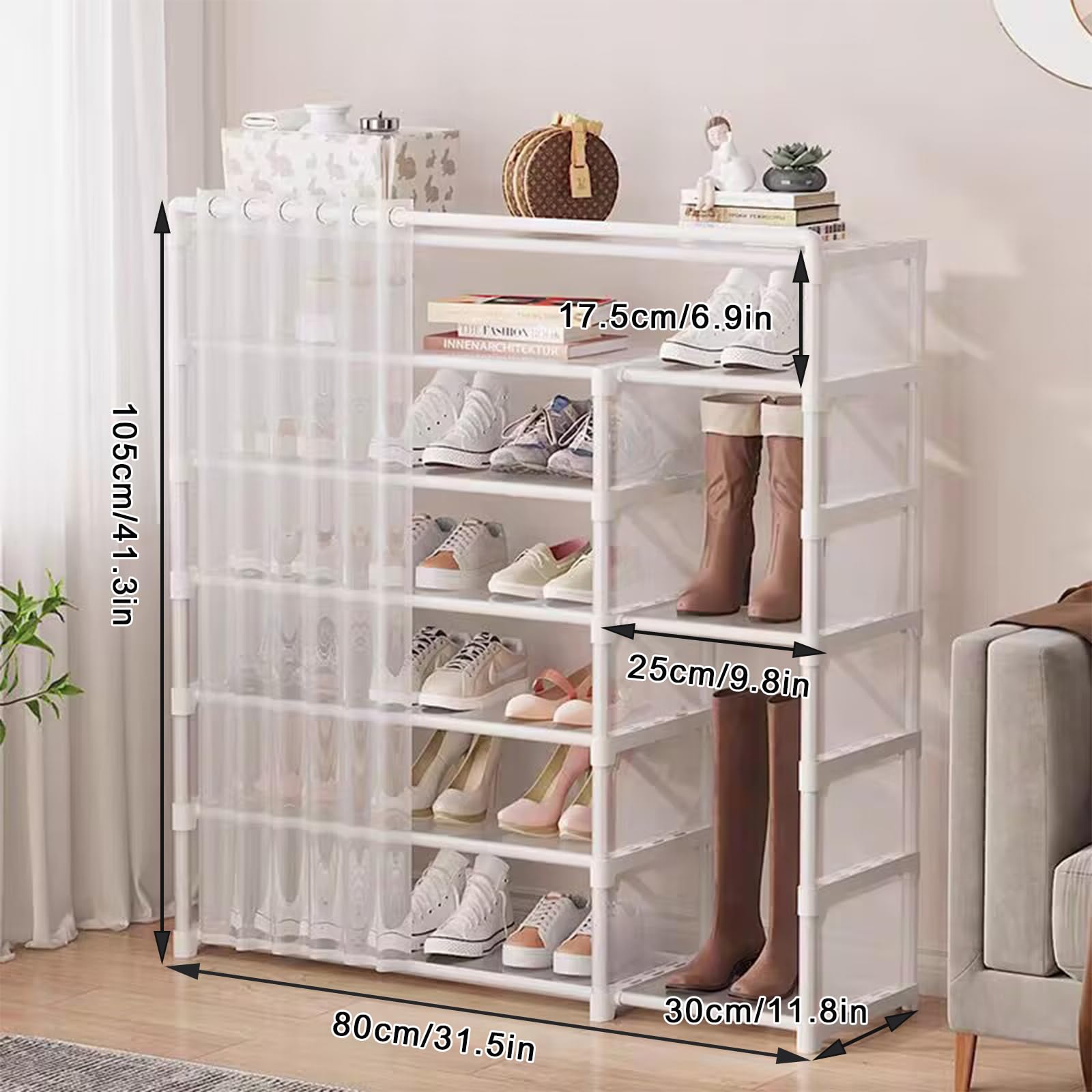 Amazon｜シューズボックス 下駄箱 6段 玄関収納 靴収納 靴棚 18