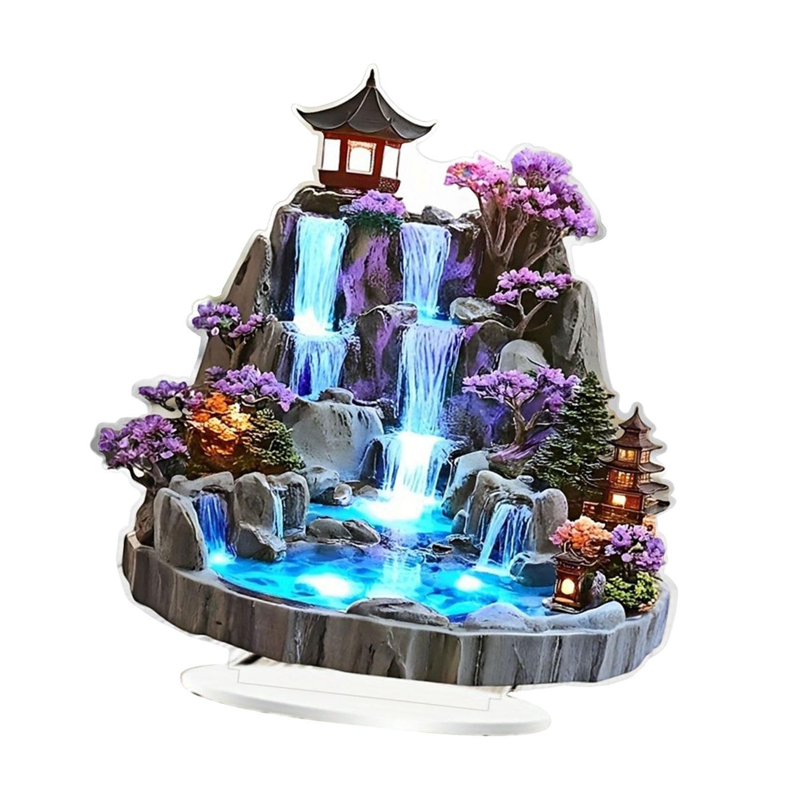 Fuente de Agua de Mesa 2D, decoración de Mesa, Letrero Decorativo de acrílico, Placa de Escritorio, Adorno para gabinete, Escritorio, Centro de Mesa