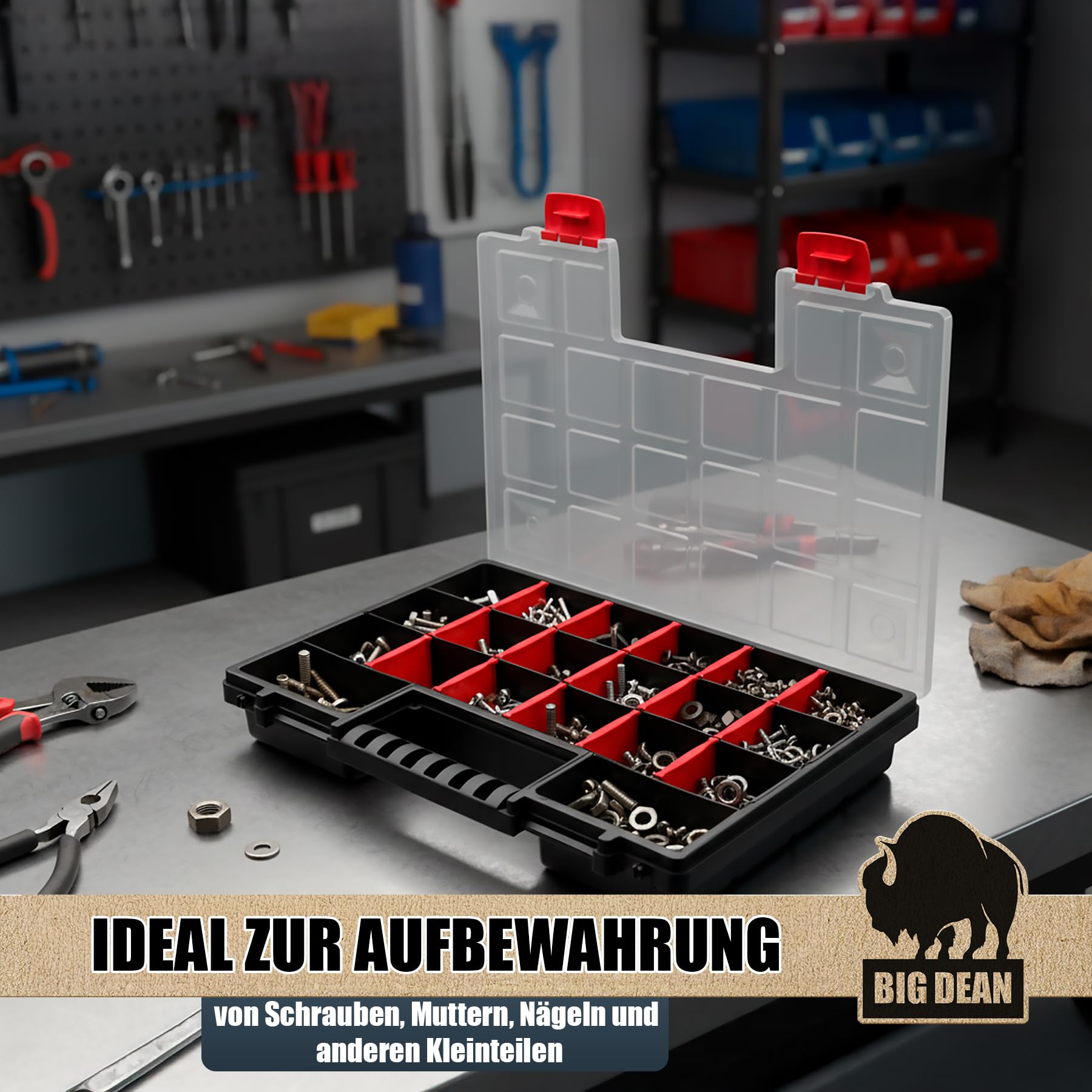 10 Stück XL Sortierbox Sortimentskasten mit flexibler Einteilung MADE IN EUROPE