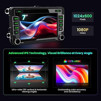 XTRONS Android Car Stereo for Volkswagen Skoda SEAT, 7 IPS Touch Screen Car Radio GPS Navigation Bluetooth Built-in DSP Head Unit Support Wireless CarPlay Android Auto 4G LTE(4+64GB)