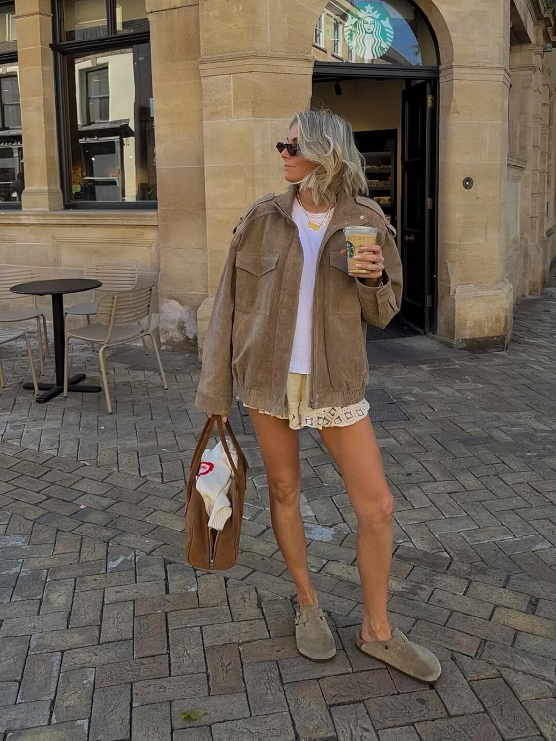 Women’s Suede Leather Jacket High Collar Long Cuffed Sleeves Pockets Zipper Oversized Coat - Image 3