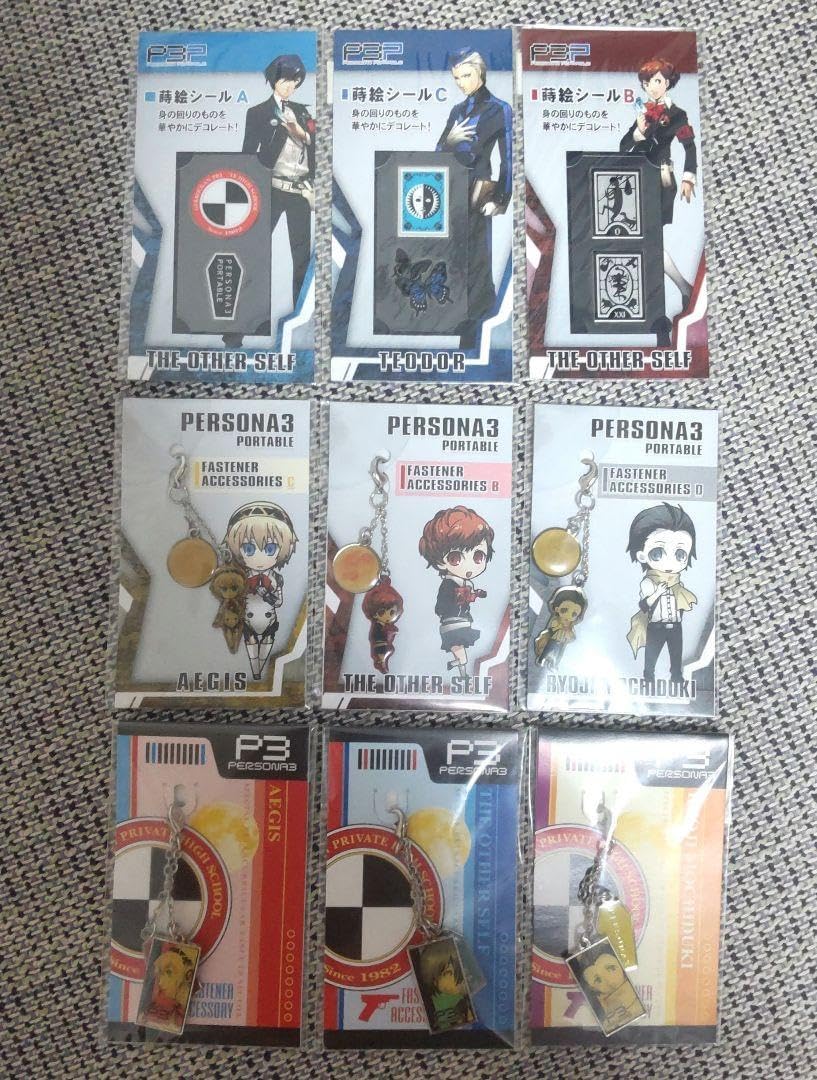 ペルソナ3　ファスナーアクセサリー　蒔絵シール　汐見琴音　結城理　望月綾時 ペルソナ3 ファスナーアクセサリー 蒔絵シール 汐見琴音 結城理 望月綾