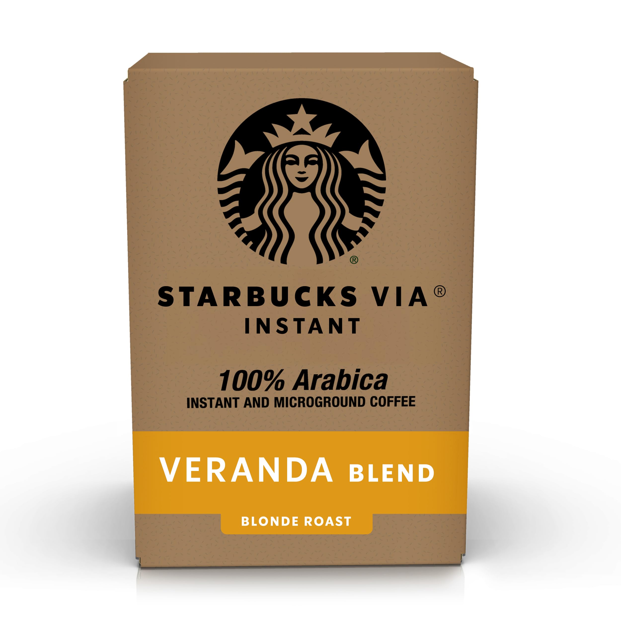 StarbucksVIA Instant Coffee, Light Roast Coffee, Veranda Blend, 100% Arabica, Single-Serve, 1 Box (50 Packets)