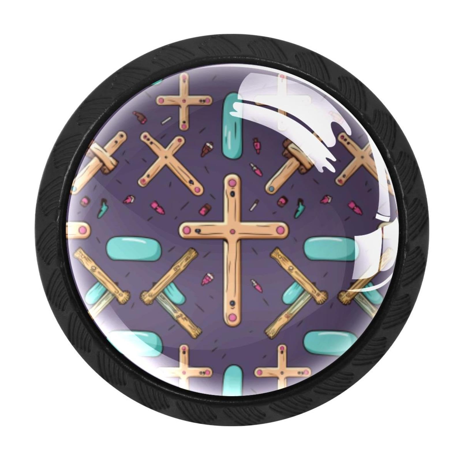 Chenzzzz Multicolored 07 4 Pieces Kitchen Cabinet Drawer Dresser Door Knobs Pulls Handles, Easter Cross