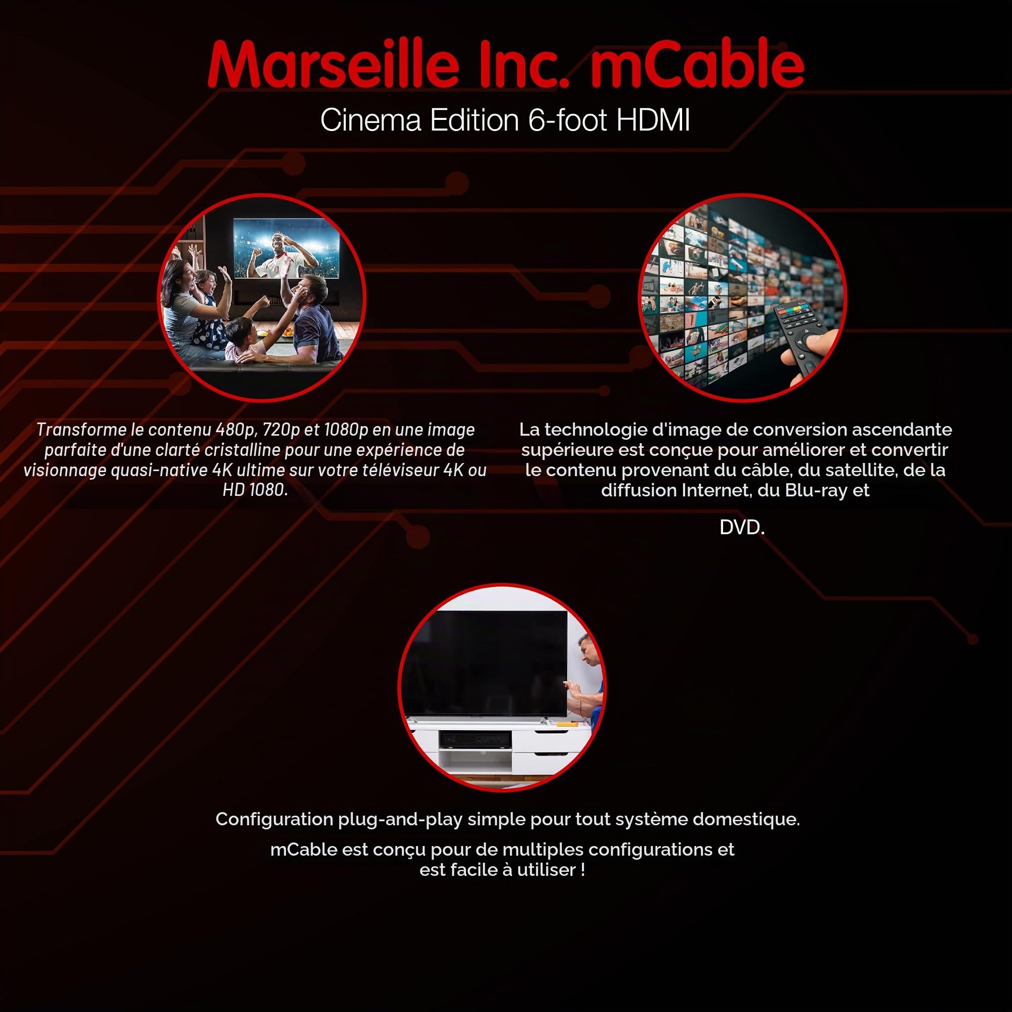 Marseille MN02612 Câble HDMI 1,54 m Noir