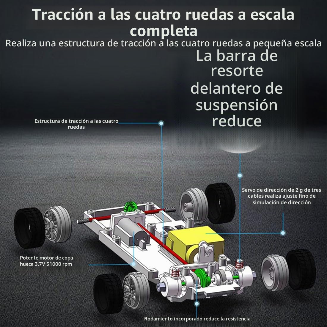 RC Electric Mini Racing Drift Car Model con kit de luces escala 1/43 2.4G completo proporcional (RTR Versión/Plata)
