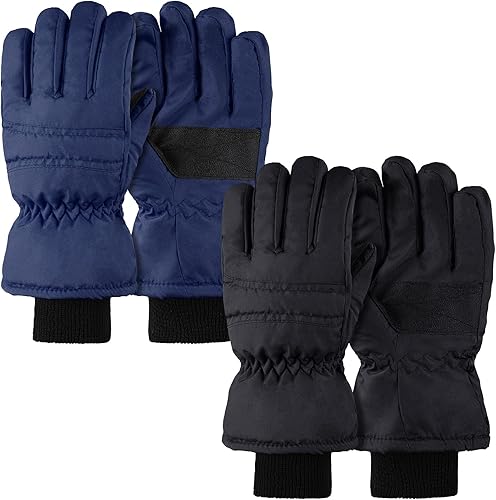2 pares de guantes de esquí para niños, impermeables, guantes de invierno cálidos, guantes de nieve para niños