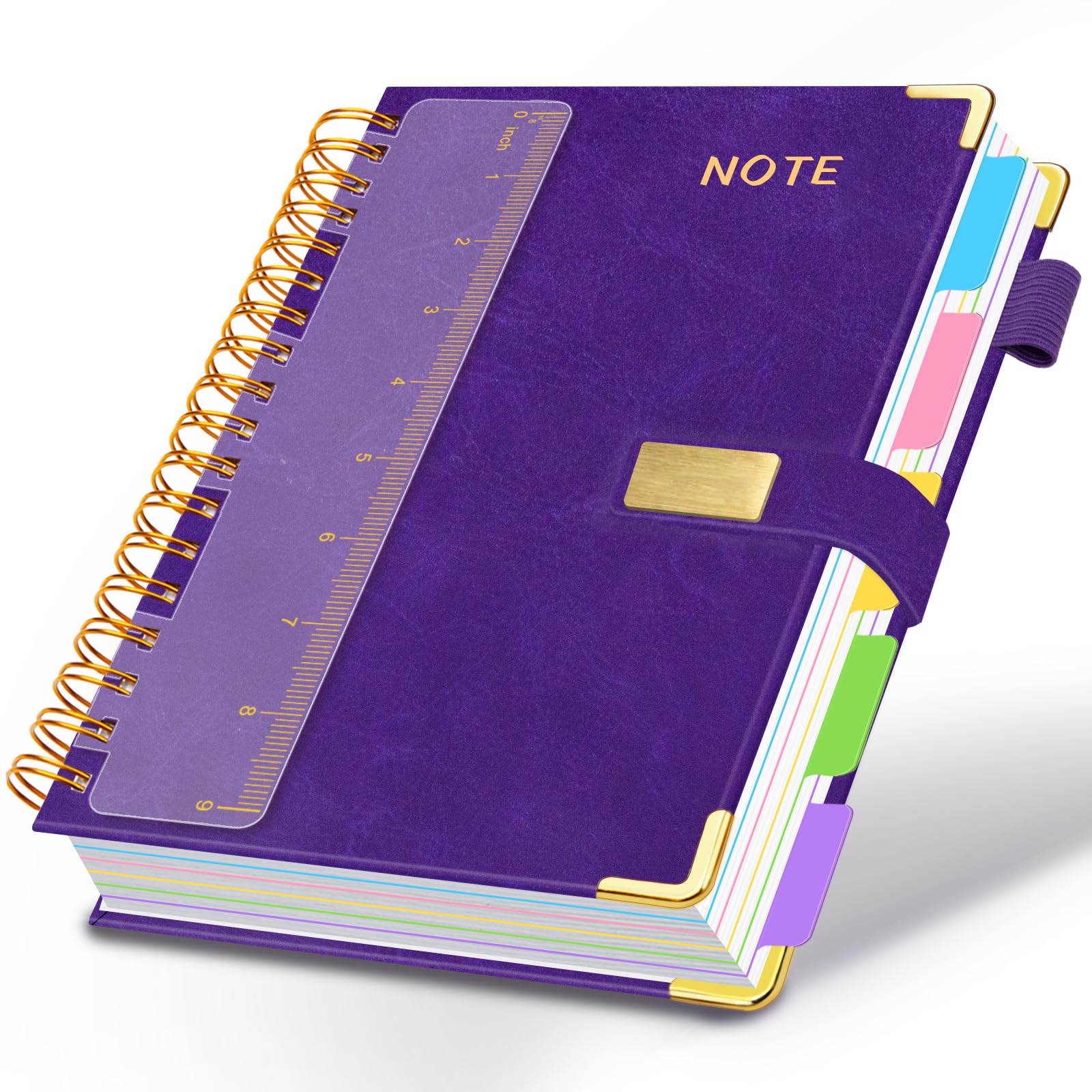 Cuaderno en espiral de 5 asignaturas con separadores de bolsillo, 20,3 x
