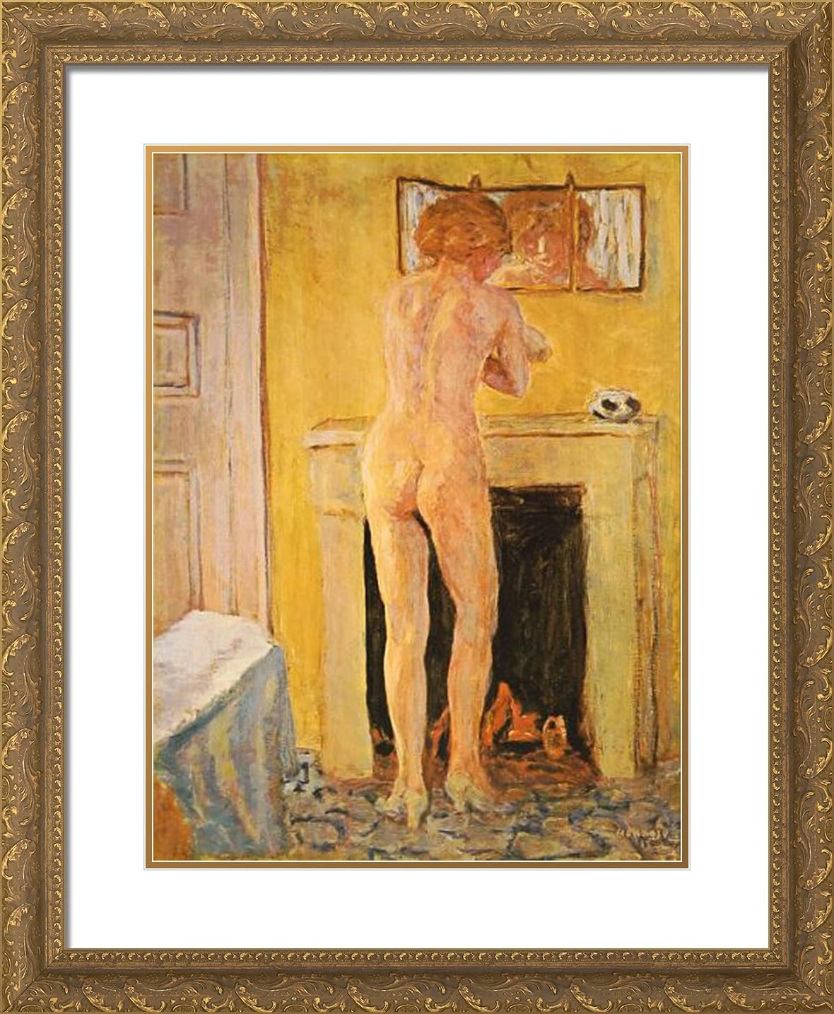 ArtDirect Bonnard, Pierre 20x24 Black Ornate Framed Art Print with Double Matting Titled: Female Nude ll
