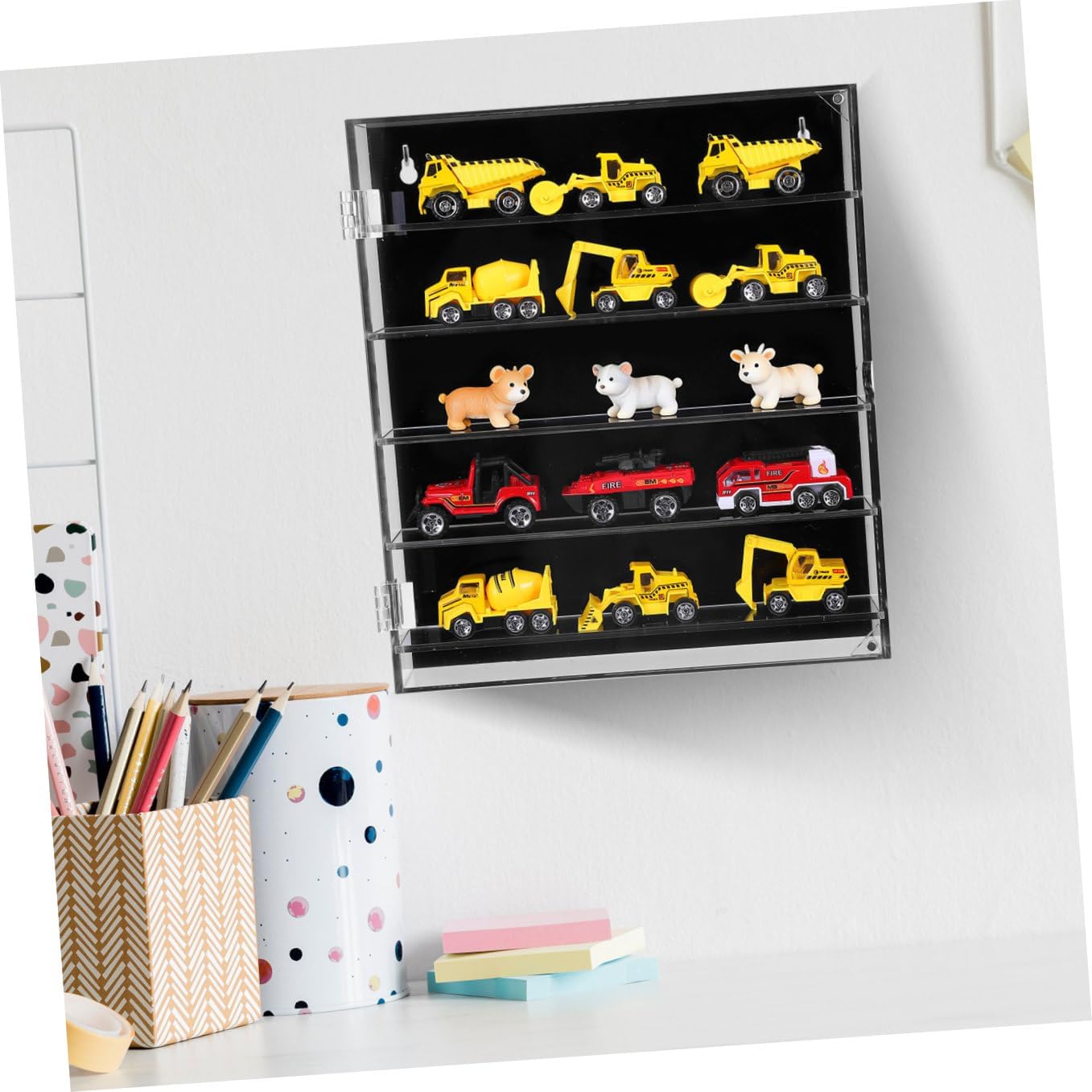 Acrylic Car Display Case Multi Layer Transparent Organizer for Model Cars Collectibles Storage for Countertop Wall Display