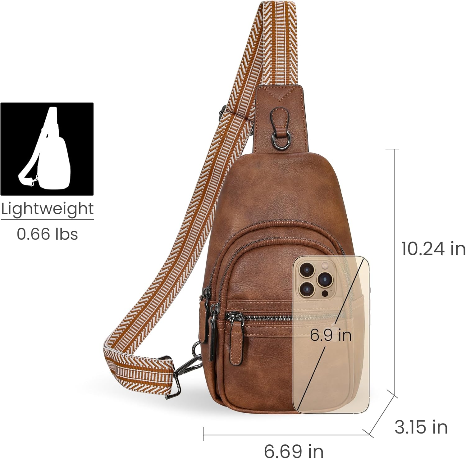 HESHE Sling Bag for Women Anti Theft Small Crossbody Bags Leather Fanny Pack Cross Body Purse for Travel