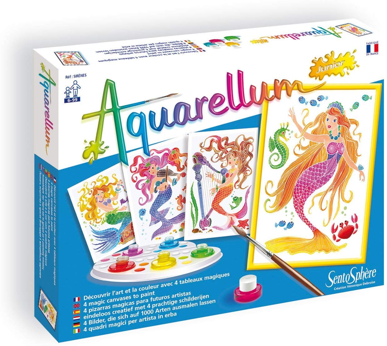 SentoSphère Recharge Aquarellum Junior – Nymphes – 4 Planches Magiques, Peinture Aquarellable, Dès 8 Ans