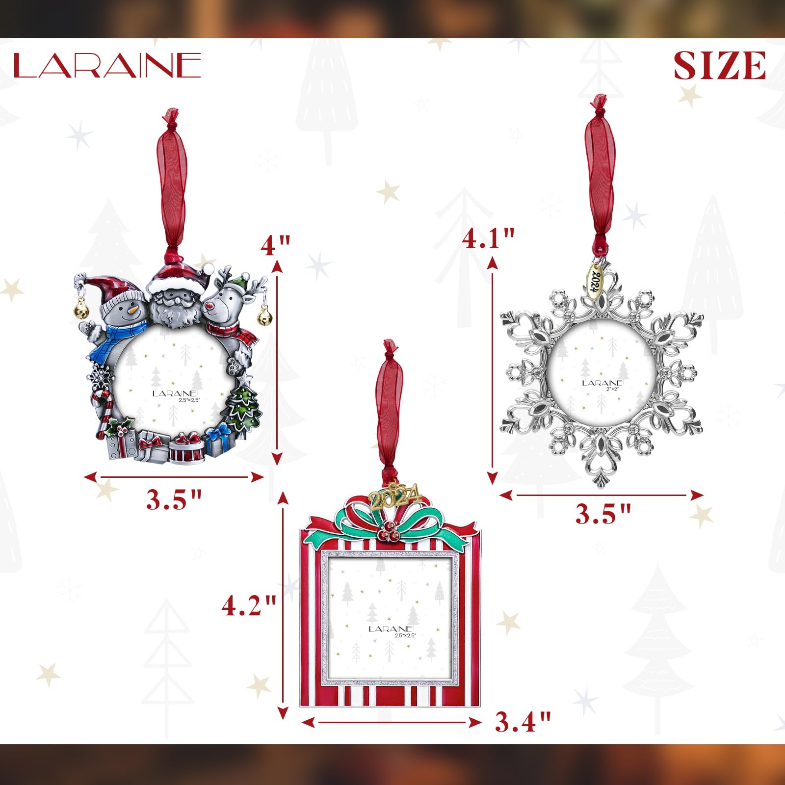 Laraine Christmas Tree Ornaments - 2024 Hanging Decorative Pendant Of Tree Car Charm Holiday Keepsake Gift Home Decor Gnome 2024