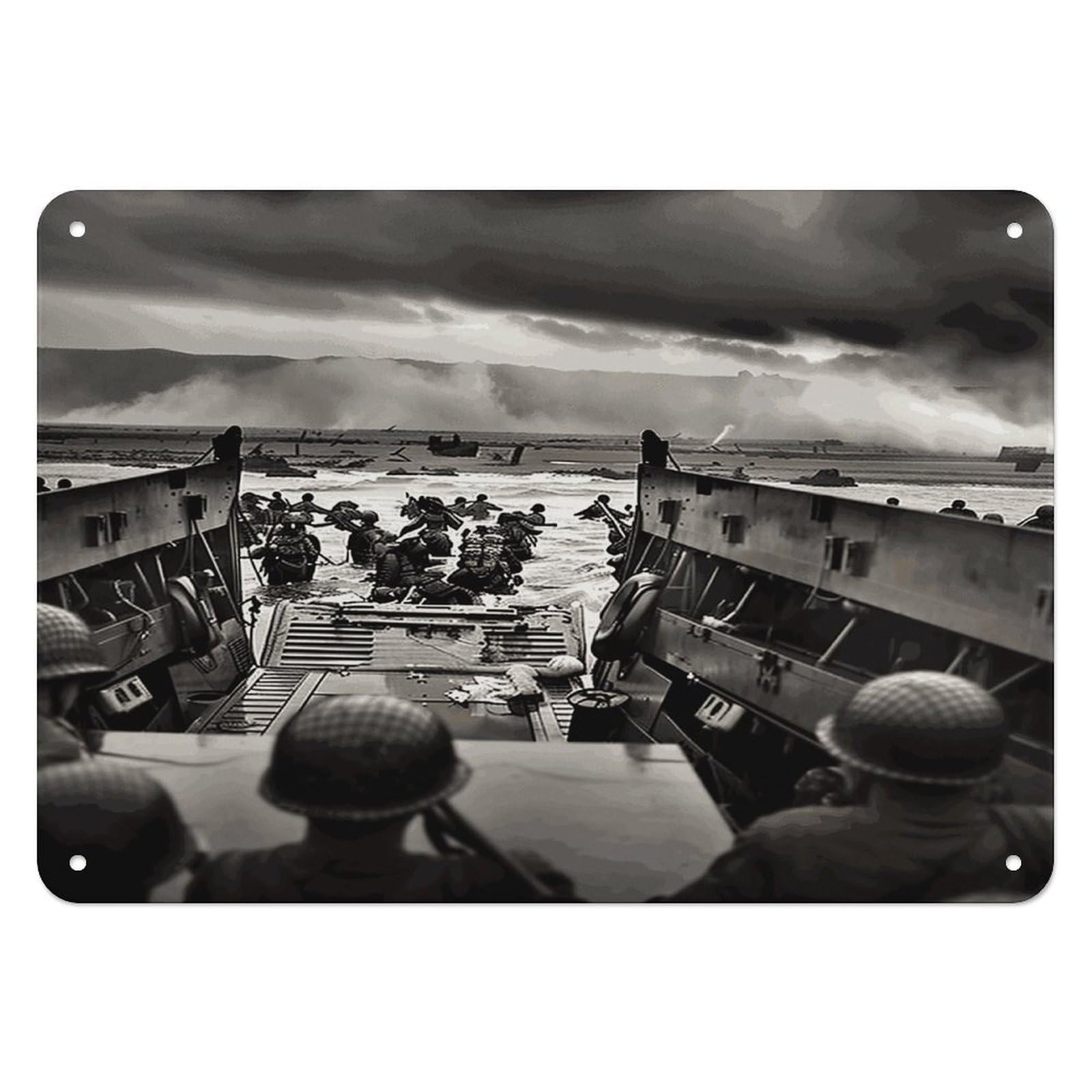 Fekiloot Style Photo Of Normandy Landings Wall Decor Iron Painting Metal Sign