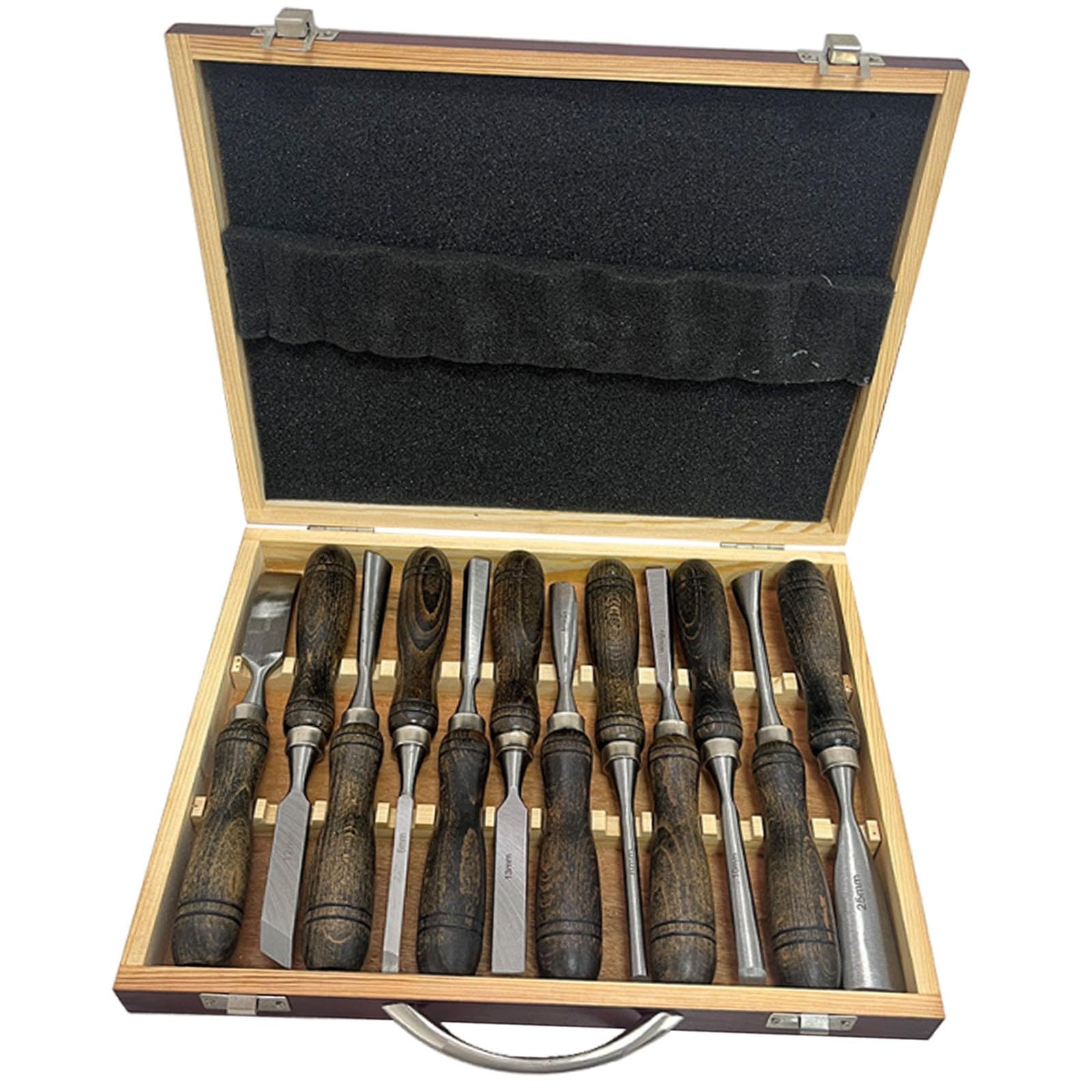 121Pcs Wood Carving Tools Set 60 CRV Blade Portable Woodworking Wood Chisels Black walnut color-image-6