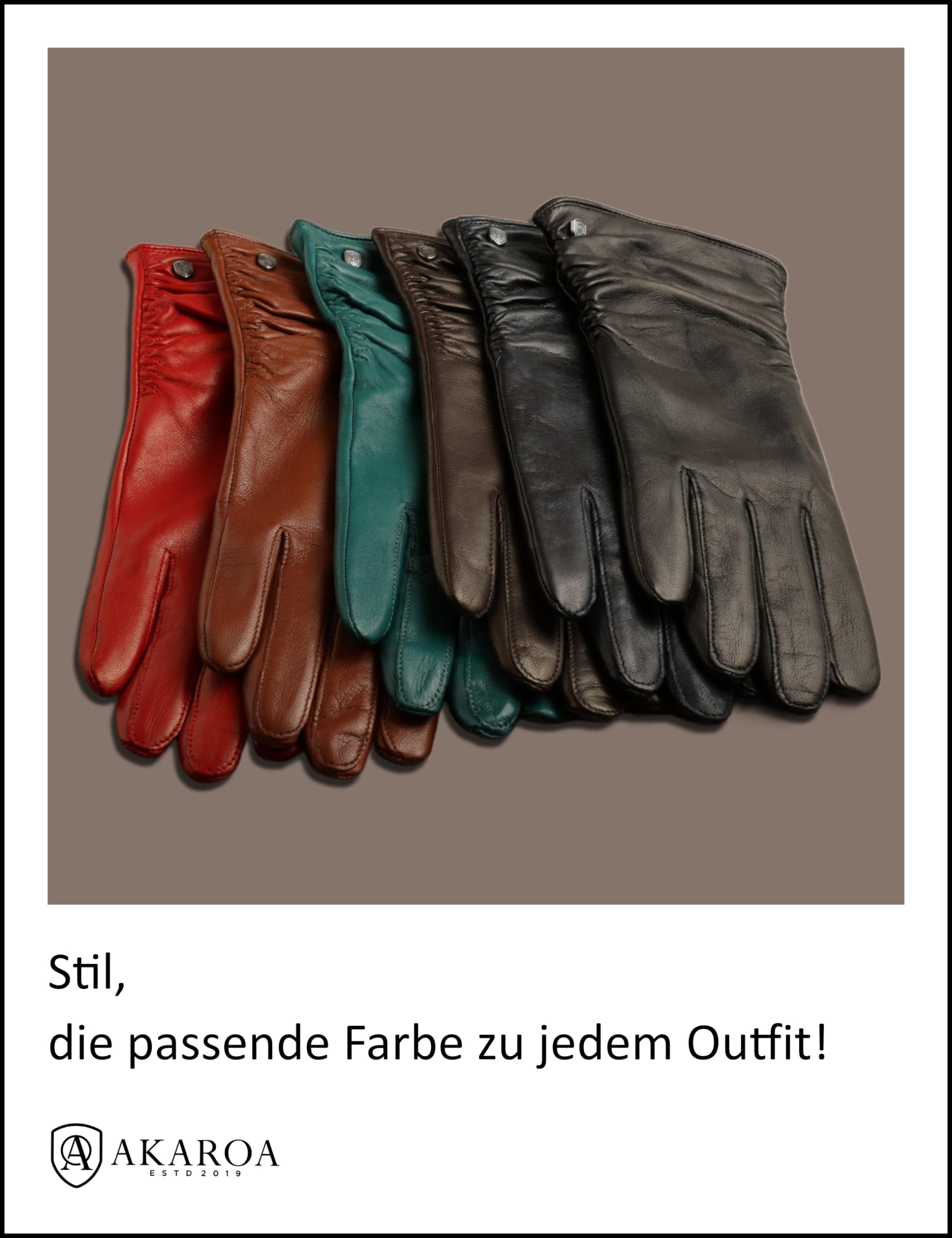 AKAROA ESTD 2019 Bea Gants en cuir italien pour femme avec fonction tactile, forme longue, doublure en tricot recyclé 50 % cachemire et 50 % laine, 4 tailles S à XL
