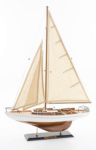 SAILINGSTORY - Modelo de velero de madera, decoración de barco, barco, velero, decoración, modelo de yate, Concordia, acabado antiguo, marfil