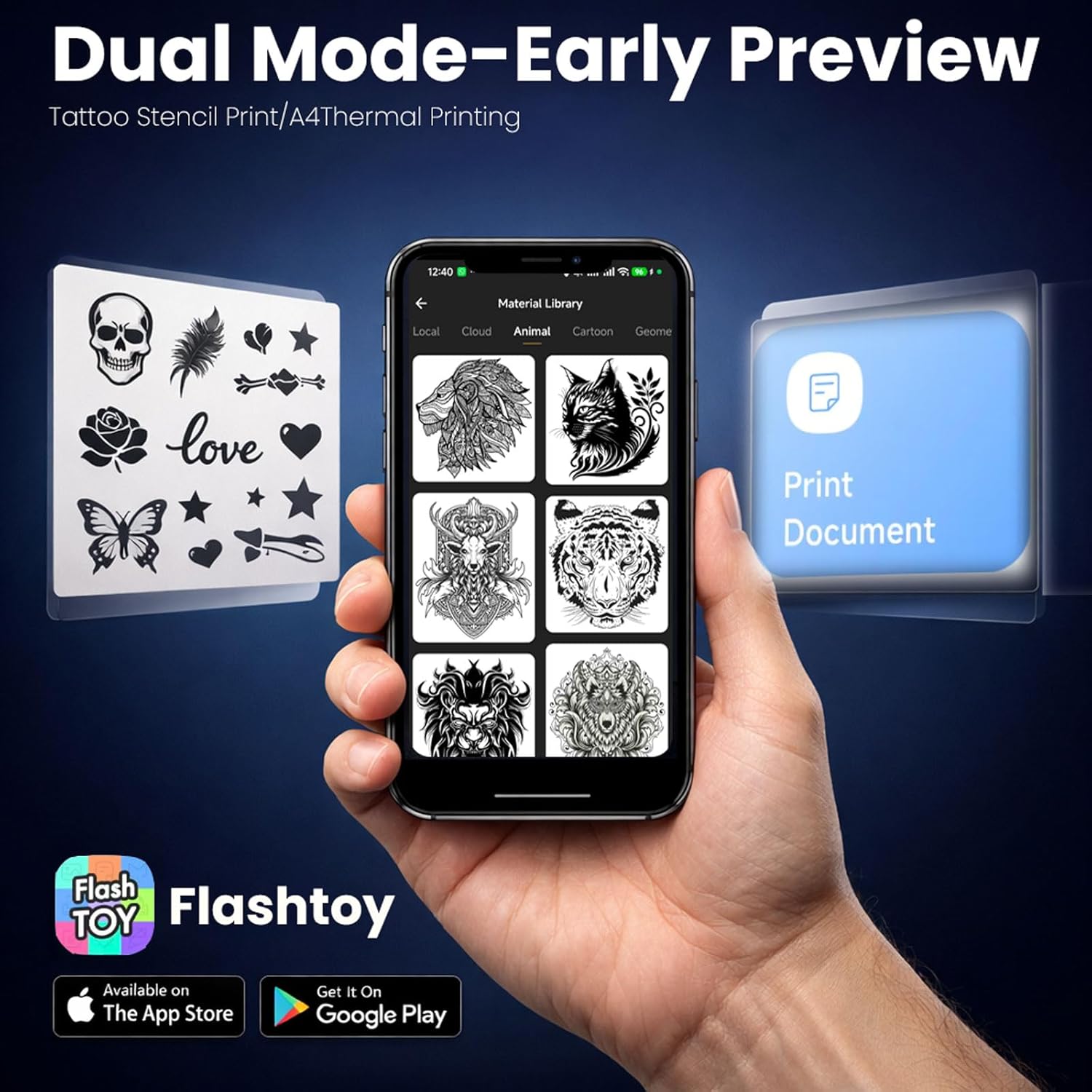 Tattoo Stencil Printer C80S , Wireless Thermal Tattoo Printer with 10 Transfer Papers, Compatible with Android and iOS Phone/Tablet & PC, Tattoo Printers for Tattoo Artists & Beginners (Black)