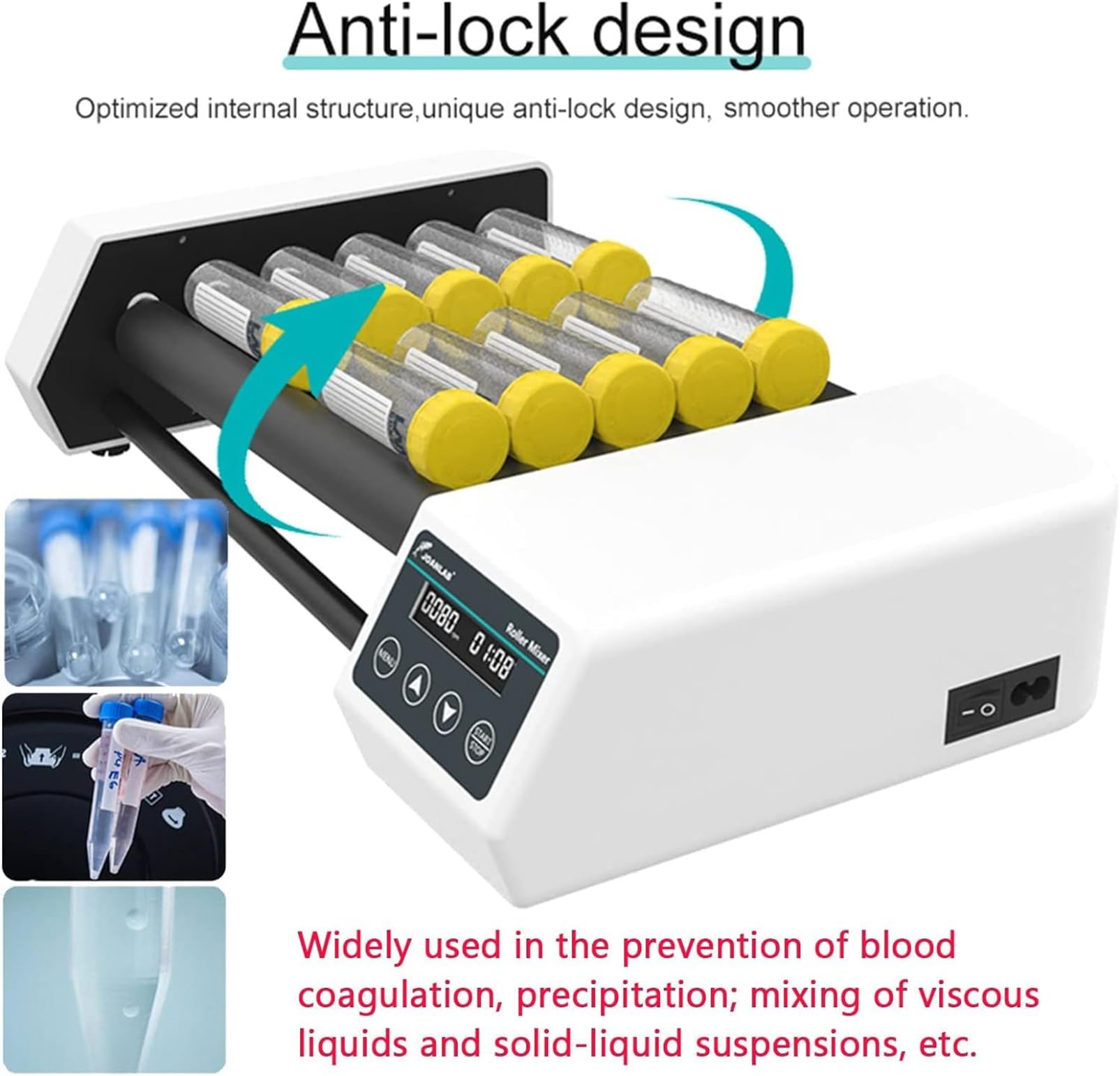 Mezclador De Rodillos Ajustable con Velocidad De Pantalla Digital, Mezclador De 6 Rodillos De Laboratorio, para Tubos De 6 a 34 Mm De Diámetro, Utilizado En Experimentos Médicos, Escuelas