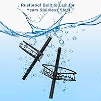 Vista 6 de Rustproof Corner Shower Caddy Freestanding Tension Pole, 4 Large Baskets for Bathtub Shampoo Storage Organizer Bathroom Height Adjustable Shelves