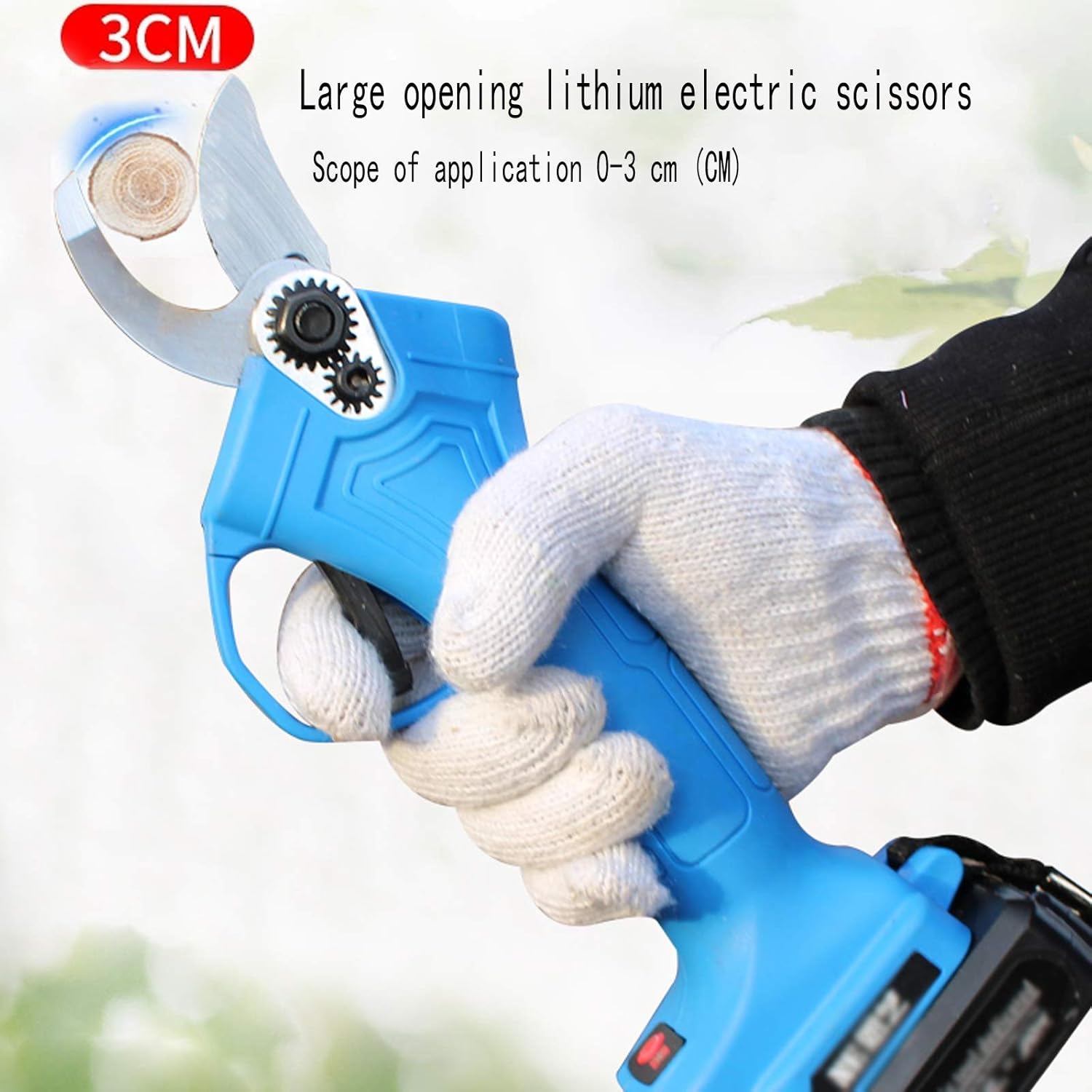 Cordless Electric Pruning Shears Waterproof Body with Sharp Blades 2 Backup Rechargeable 2 Ah Lithium Battery for Hedge Trees Branches And Twigs,Red,3