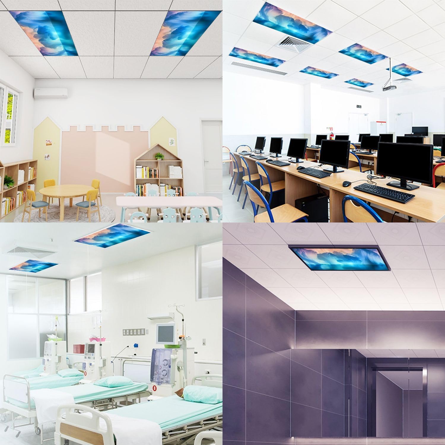 Fluorescent Light Covers for Ceiling Lights Magical world Abstract Landscape surreal lake reflections art Easy to Install Magnetic Light Filter for Classroom Office Hospitals School Home Decor