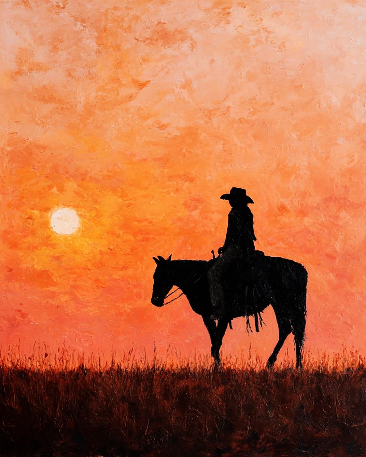 LIUBAISHI Paint by Numbers for Adults – 16x20 Inch Canvas | DIY Home Wall Decor, Relaxing Painting Set, Gift for Adults with Acrylic Paints and Brushes-Sunset Cowboy