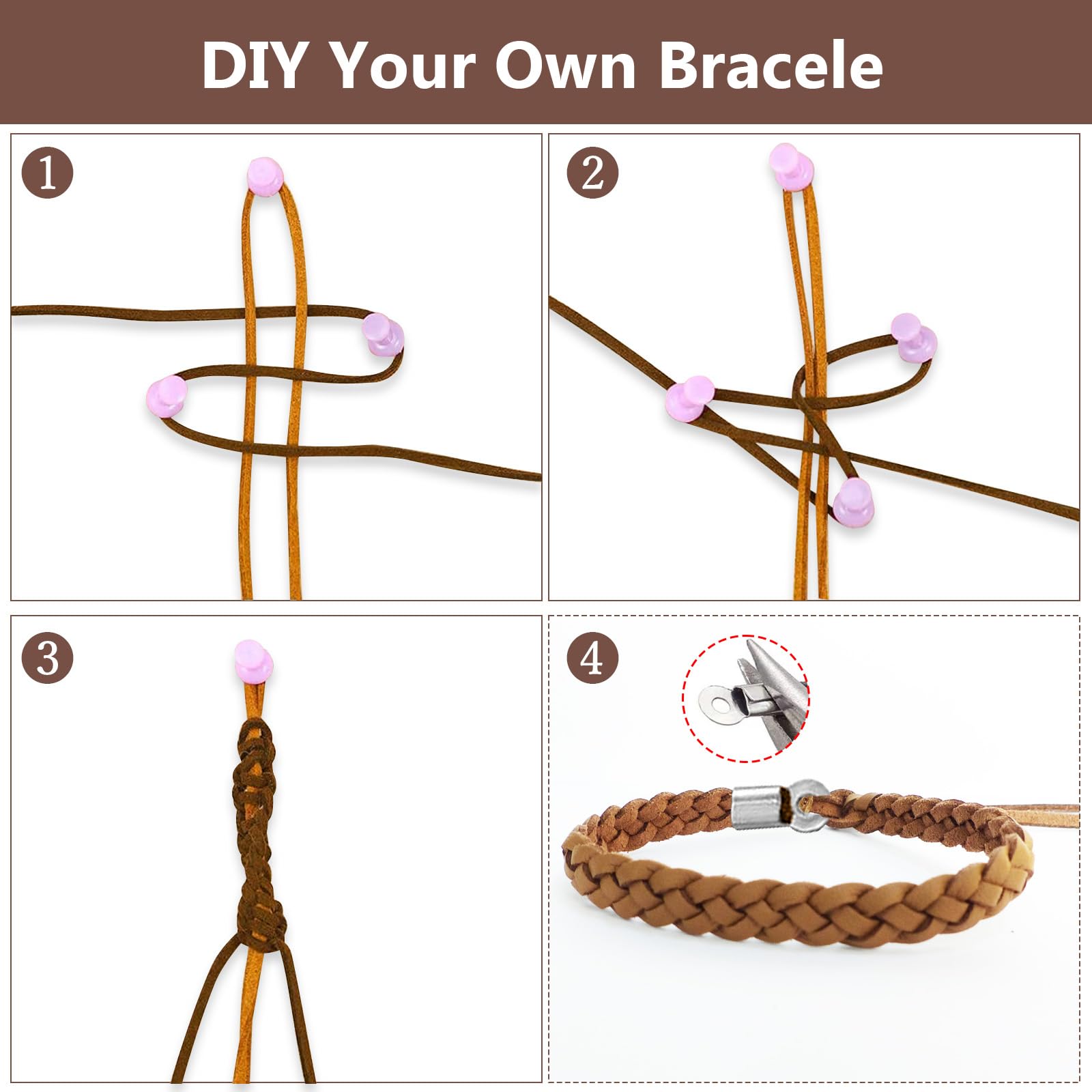 3 Pèces Suedne Cordon En Cur, Cordon Cur Faux Fls En Dam, Plat Cordon En Cur, Cur Corde