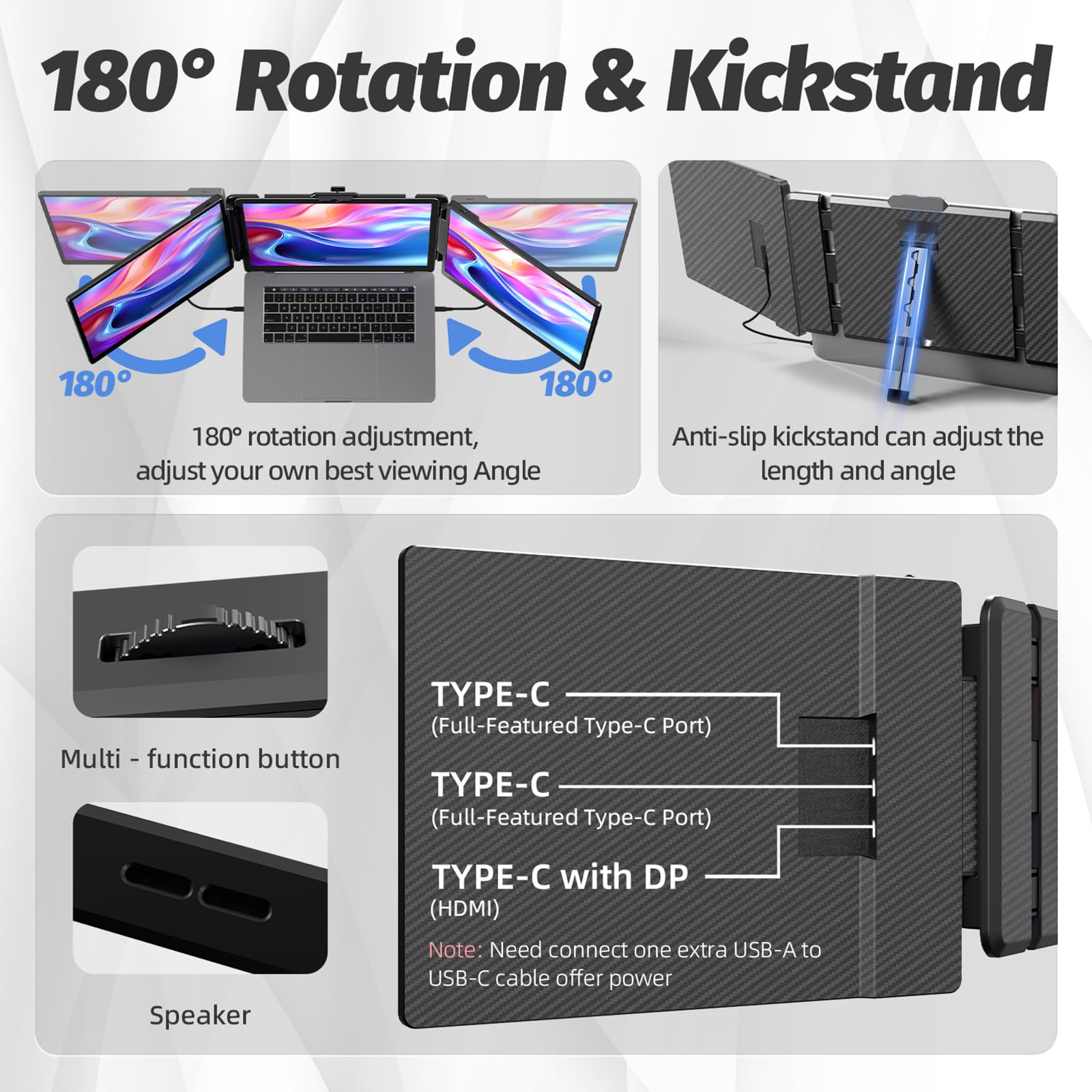 Snapklik.com : KOJOM 2K Laptop Screen Extender - 13" IPS 1440P Triple ...