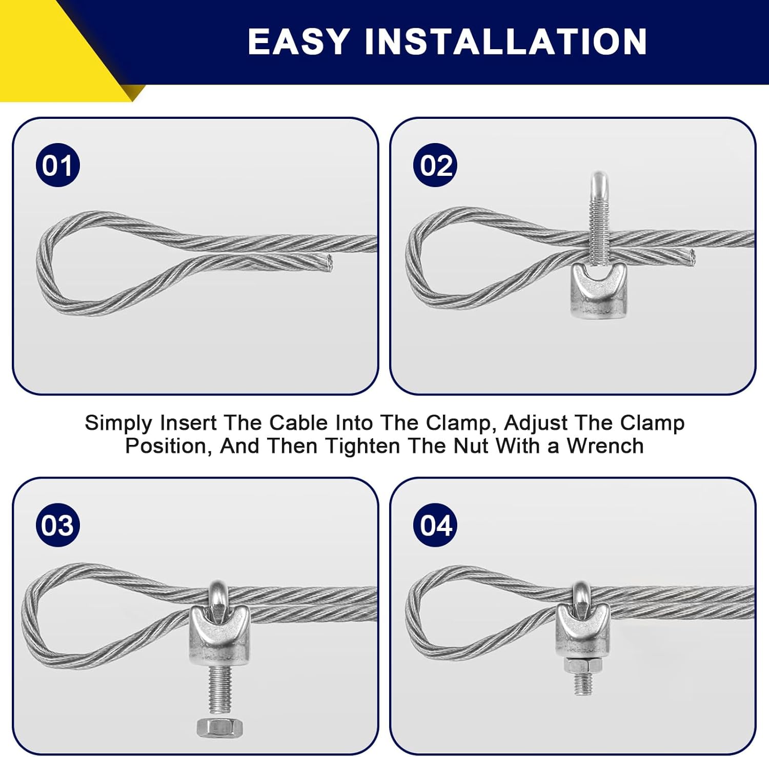1/ M3 Wire Rope Clip Cable Clps, Gaanized U-Bolt Fasteners for