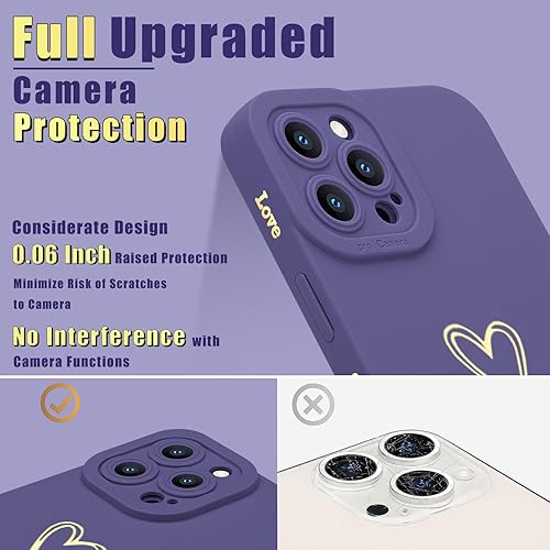 Miniatura 10 de Teageo Funda compatible con iPhone 13 Pro de 6.1 pulgadas para mujeres y niñas, bonito corazón de amor de lujo protección completa de lente de
