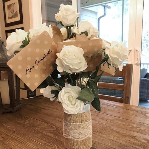 Miniatura 11 de Veryhome - Ramo de flores artificiales de seda con sensación real al tacto, ramo de boda para celebraciones en el jardín del hogar o decoración