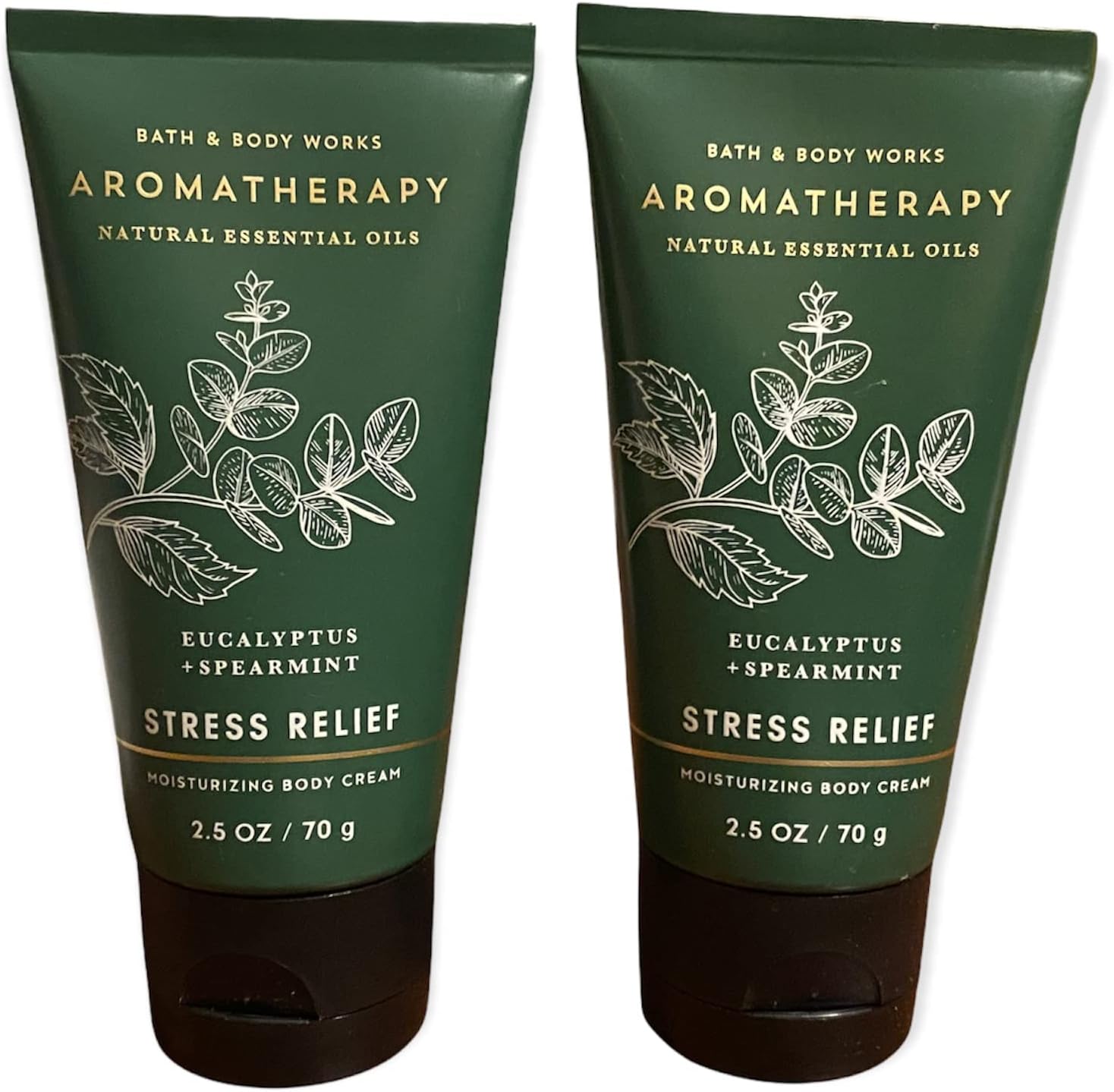 Bath and Body Works 2 Piece Pack Aromatherapy Eucalyptus Spearmint Stress Relief Travel Size ( 2.5 oz / 57 g Each) Body Cream