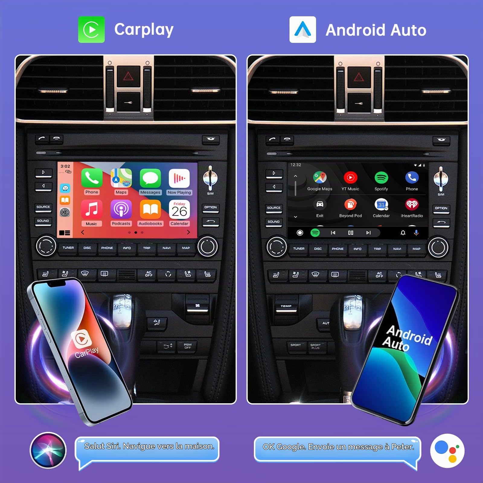 Road Top Module CarPlay sans Fil pour Porsche avec PCM 3.0 | Compatible Cayenne/911/Cayman/Boxster (2008–2012), Android Auto sans Fil, Interface Décodeur CarPlay, MirrorLink