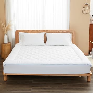 Full Mattress Pad Cooling & Breathable - Deep Pocket (18-22 Inches), Breathable & Smooth Full Mattress Cover Padded for Hot Sleepers, Fitted Bed Topper for Ultimate Comfort,White