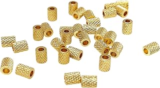 Brass Knurling Nugget Beads with Textured Finish Fancy Spacer Beading Components Gold Plated 31 Beads on 8 Inch Strand for Handmade Jewelry Making Supplies