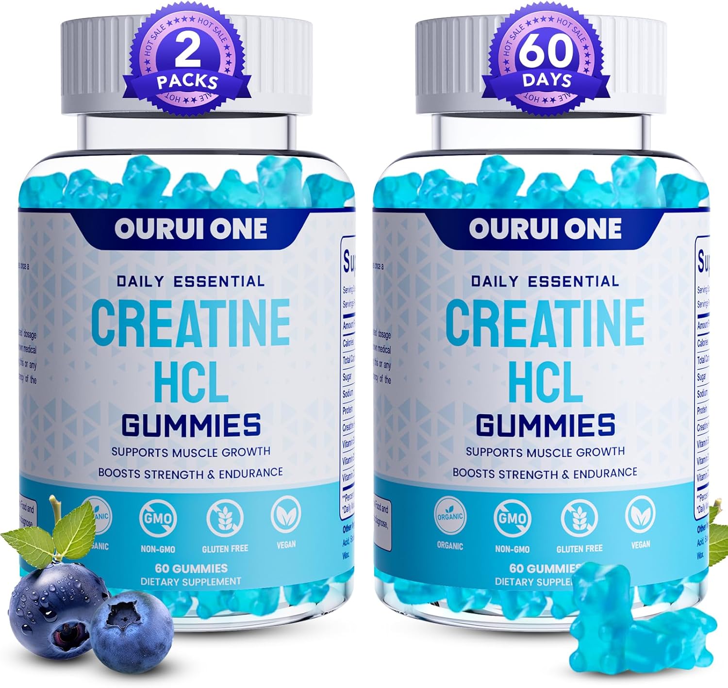 Creatine HCL Gummies 2000mg– Fast Absorbing Creatine HCL for Strength & Recovery – Easy-to-Take, Great-Tasting Creatine Gummies for Athletes & Fitness Enthusiasts ，More Gentle on Stomach