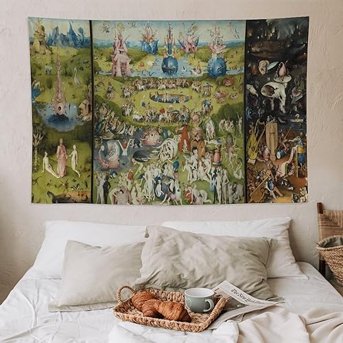 Miniatura 7 de CALOWE KOLEVN Tapiz Hieronymus Bosch, de El jardín de las delicias terrenales, para regalos, pintura, arte de pared, dormitorio, impresiones de
