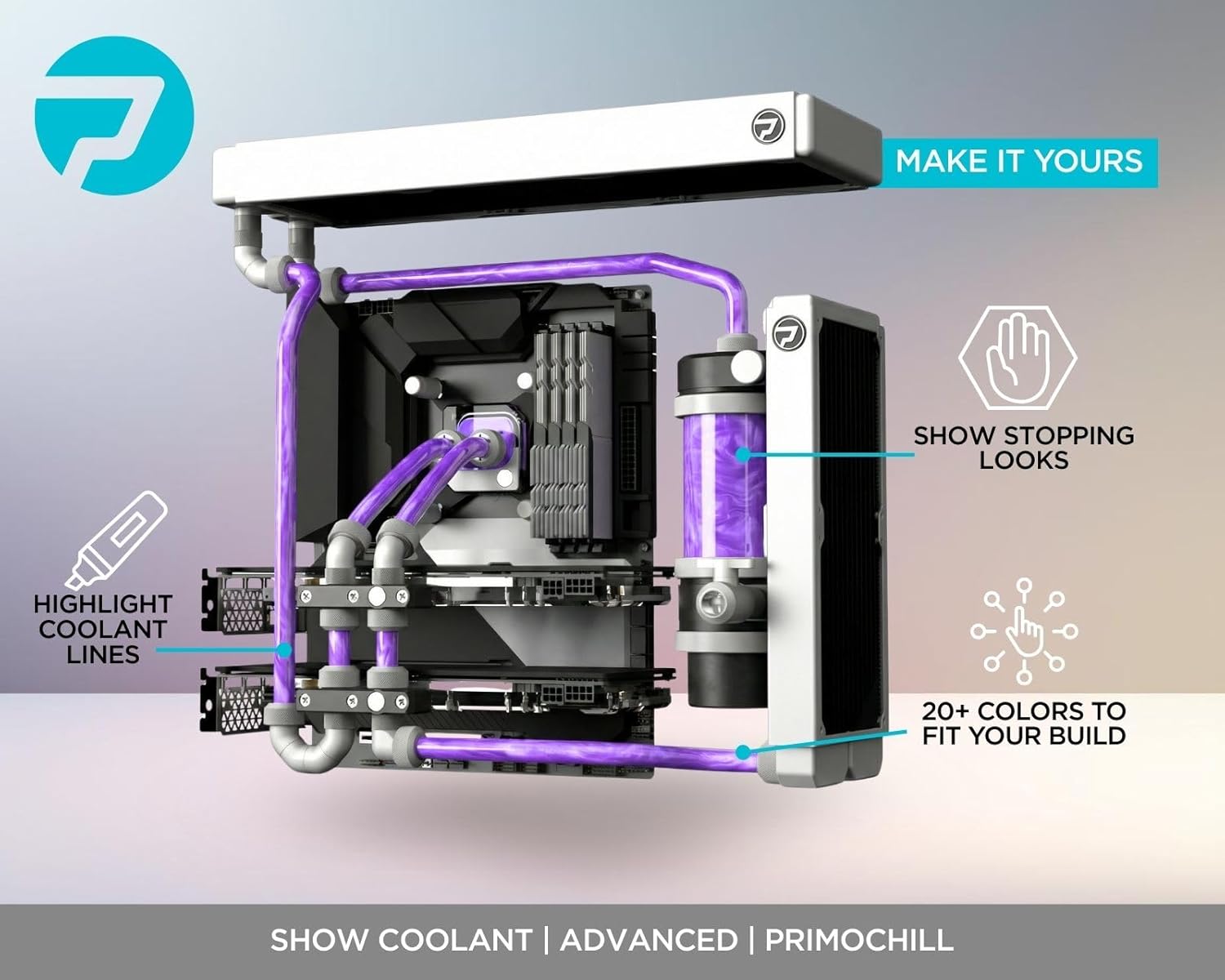 PrimoChill Vue - Computer WaterCooling Coolant, Visual Flow, Solid/Non-Transparent, Full Protection, PrimoPrep Included, Proudly Made in The USA - Candy Purple SX
