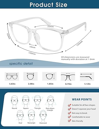 Miniatura 2 de Lentes de bloqueo de luz azul, paquete de 2 lentes cuadrados de moda para juegos de computadora para mujeres y hombres