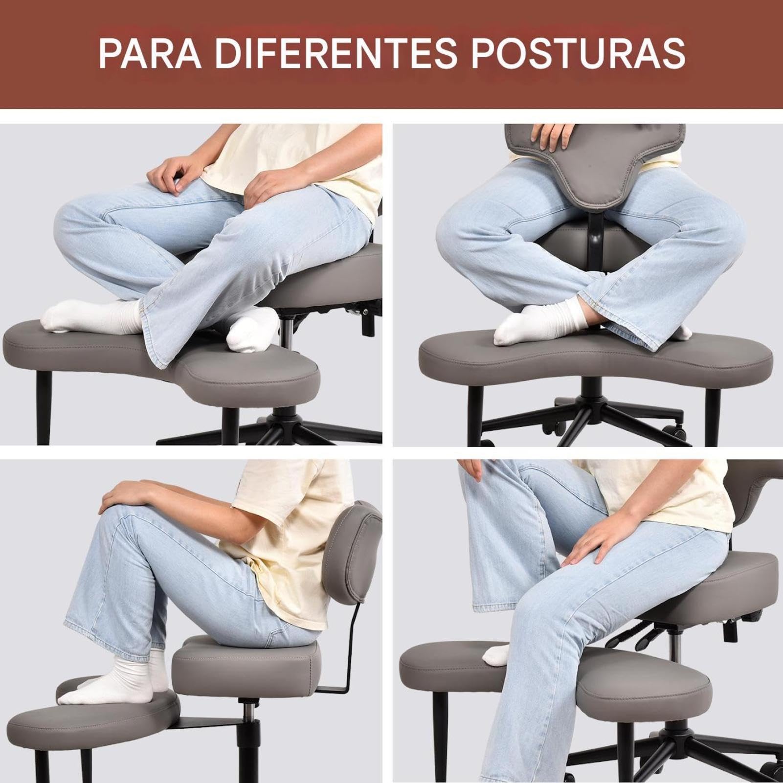 Silla De Meditación, Silla De Oficina Con Patas Cruzadas Para TDAH Con Ruedas, Asiento Ajustable En Altura Y Ángulo Con Soporte Lumbar Para Trabajadores De Oficina Sedentarios,adultos Inquietos Y Yoga