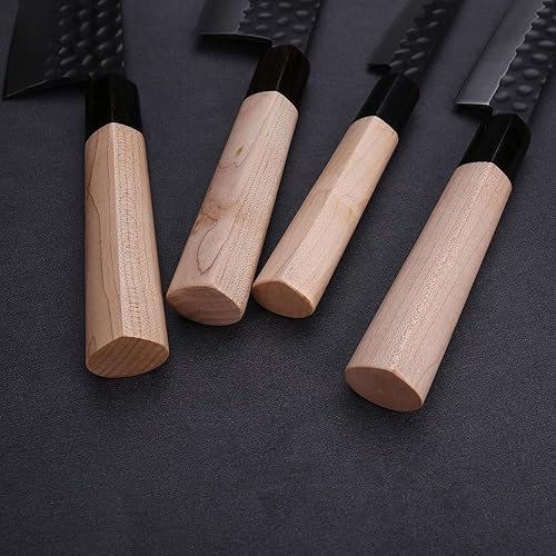 Vista 4 de WILDMOK Cuchillo Nakiri para zurdos de 7 pulgadas, cuchillo alemán de acero inoxidable para cortar verduras, cuchillo de chef asiático Usuba