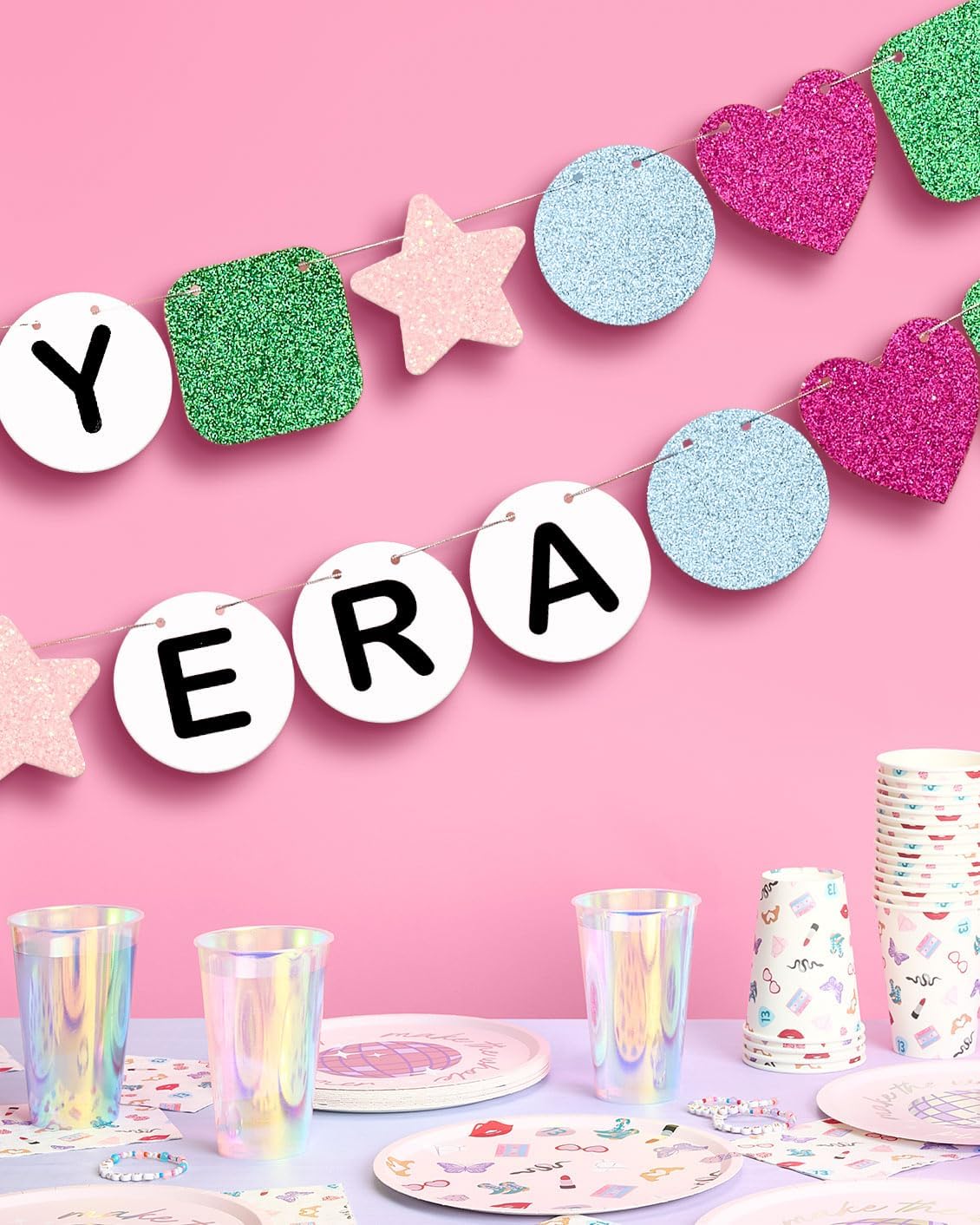 xo, Fetti Very Merry Era Banner, 6 Ft | Christmas Party Decoration, Friendship Bracelet Xmas Decor, Holiday Backdrop, Cute Winter Sign