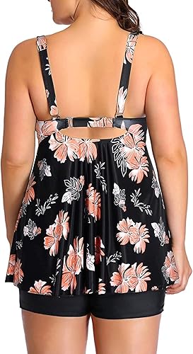 Miniatura 3 de Aqua Eve Traje de baño tankini de dos piezas para mujer, talla grande, con pantalones cortos, control de abdomen, traje de baño fluido