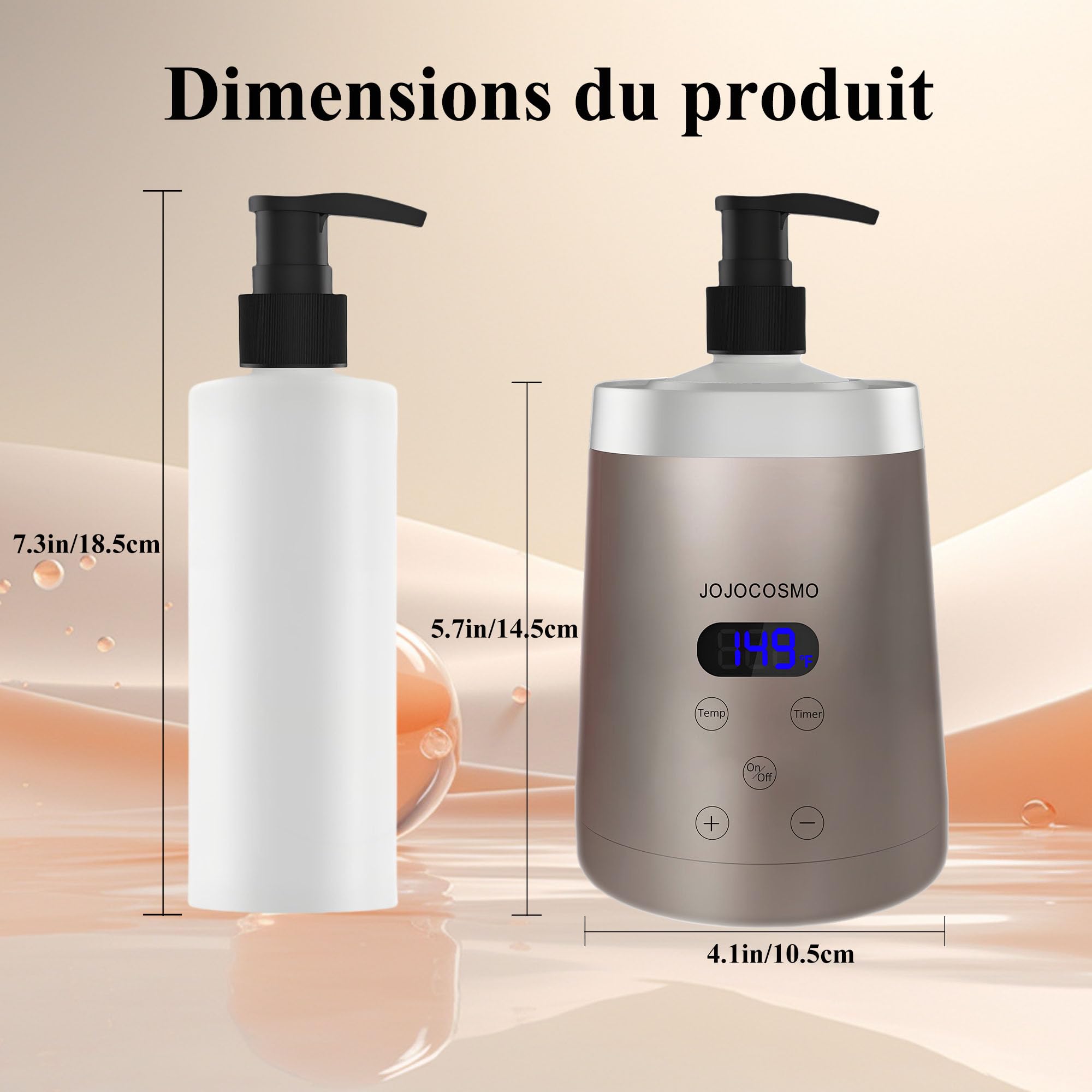 Réchauffeur d'huile de Massage avec Distributeurs d'Huiles Essentielles, Température Réglable 86-149°F, Couleur Champagne